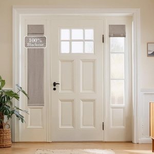 NICETOWN Black 100% Blackout Linen French Door Curtain for Small Window(Taupe)