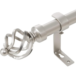 NICETOWN Curtain (55×84, Natural, 2 Panels – Linen Semi Sheer Curtains)+Curtain Rod Set (48-86″ Adjustable, 1″ Diameter, Satin Nickel)