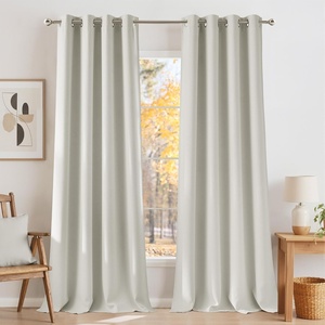 NICETOWN Faux Linen Natural Blackout Curtains 84 inches Long