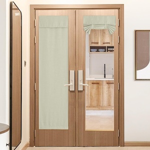 NICETOWN French Door Curtains for Window, Room Darkening Privacy Thermal Insulated Curtains for Kitchen, Farmhouse Linen Door Shade for Office, Tie Up Shades, 26 X 72 Inches, Angora, 1 Panel(Beige)