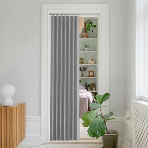 NICETOWN Linen Curtains for Bedroom Living Room, Sheer Door Curtains & Drapes 80 inches Length for Doorway Farmhouse Country Accordion Style Curtain for Sliding Glass Door, 38″ Wide, Angora, 1 Panel(Silver Grey)