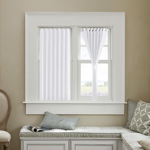NICETOWN Linen Curtains for Bedroom Living Room, Sheer Door Curtains & Drapes 80 inches Length for Doorway Farmhouse Country Accordion Style Curtain for Sliding Glass Door, 38″ Wide, Angora, 1 Panel(Pure White)