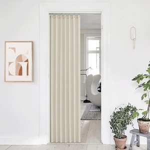 NICETOWN Linen Curtains for Bedroom Living Room, Sheer Door Curtains & Drapes 80 inches Length for Doorway Farmhouse Country Accordion Style Curtain for Sliding Glass Door, 38″ Wide, Angora, 1 Panel(Natural Beige)
