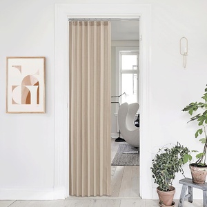 NICETOWN Linen Curtains for Bedroom Living Room, Sheer Door Curtains & Drapes 80 inches Length for Doorway Farmhouse Country Accordion Style Curtain for Sliding Glass Door, 38″ Wide, Angora, 1 Panel(Taupe)