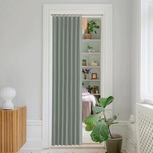 NICETOWN Linen Curtains for Bedroom Living Room, Sheer Door Curtains & Drapes 80 inches Length for Doorway Farmhouse Country Accordion Style Curtain for Sliding Glass Door, 38″ Wide, Angora, 1 Panel(Sage Green)