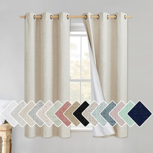 NICETOWN Natural Linen Complete Blackout Curtain 54 inches for Kids Room, 1 Panel, Thermal Insulated & Noise Reducing Window Draperies with White Liner, Noise Reducing Short Drape(Natural)