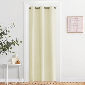 NICETOWN White 100% Blackout Linen Insulated Patio Curtain 84 inch Long(Beige)
