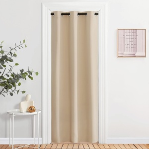 NICETOWN White 100% Blackout Linen Insulated Patio Curtain 84 inch Long(Biscotti Beige)