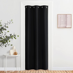 NICETOWN White 100% Blackout Linen Insulated Patio Curtain 84 inch Long(Black)
