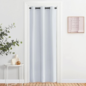 NICETOWN White 100% Blackout Linen Insulated Patio Curtain 84 inch Long(Cloud Grey)