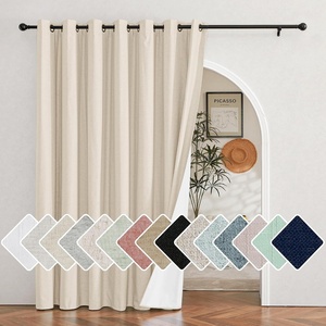 NICETOWN White 100% Blackout Linen Insulated Patio Curtain 84 inch Long(Cream)