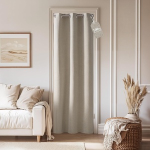 NICETOWN White 100% Blackout Linen Insulated Patio Curtain 84 inch Long(Natural Beige)