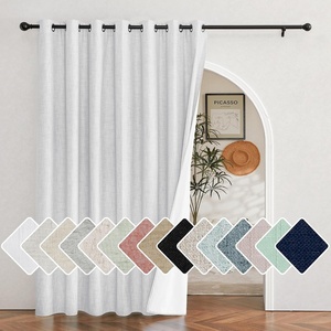 NICETOWN White 100% Blackout Linen Insulated Patio Curtain 84 inch Long(Pure White)