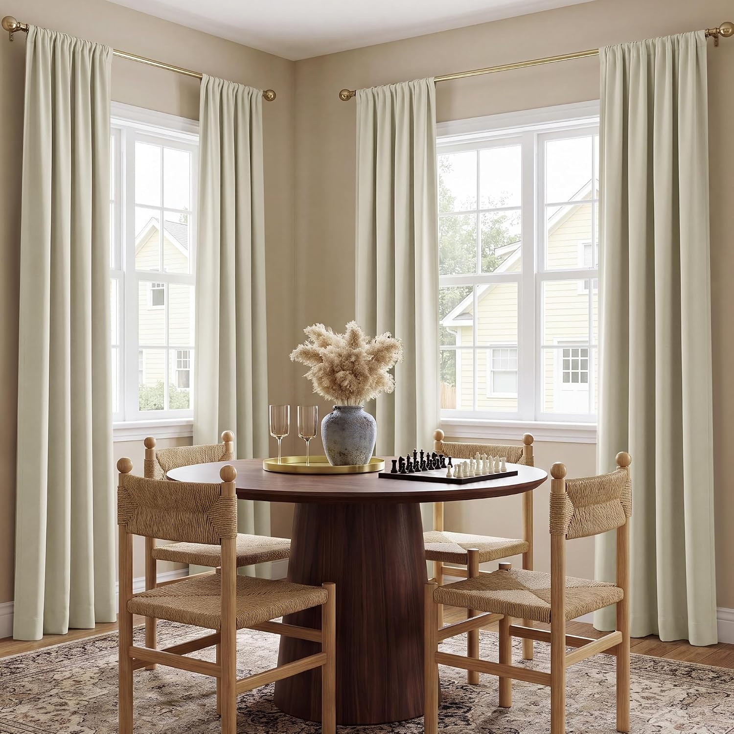 image:imageNICETOWN 100 Blackout Sage Green Curtains for Nursery Rod Pocket Thermal Drapes Room Darkening Window Treatment for Kids Room W52 x L54 2 PanelsBeige