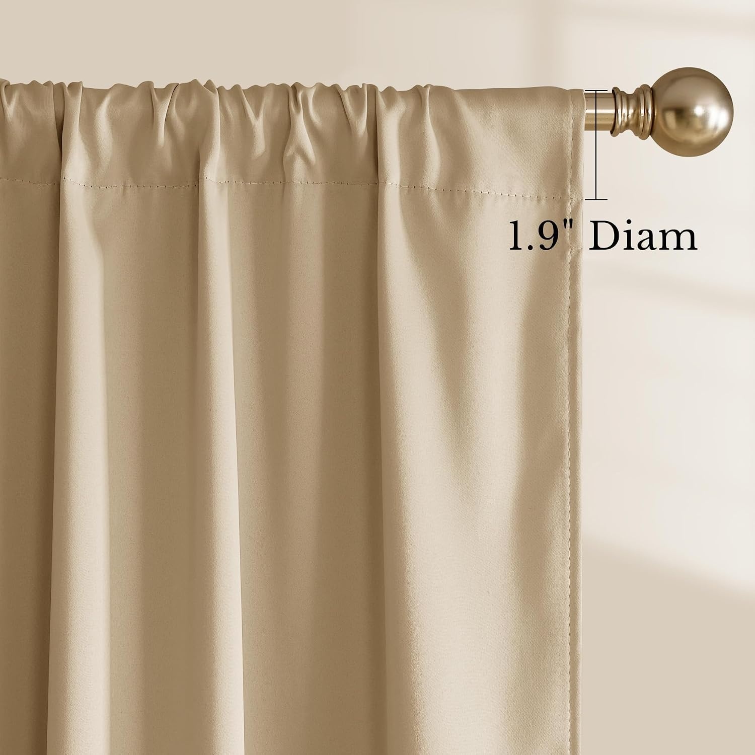 image:imageNICETOWN 100 Blackout Sage Green Curtains for Nursery Rod Pocket Thermal Drapes Room Darkening Window Treatment for Kids Room W52 x L54 2 PanelsBiscotti Beige