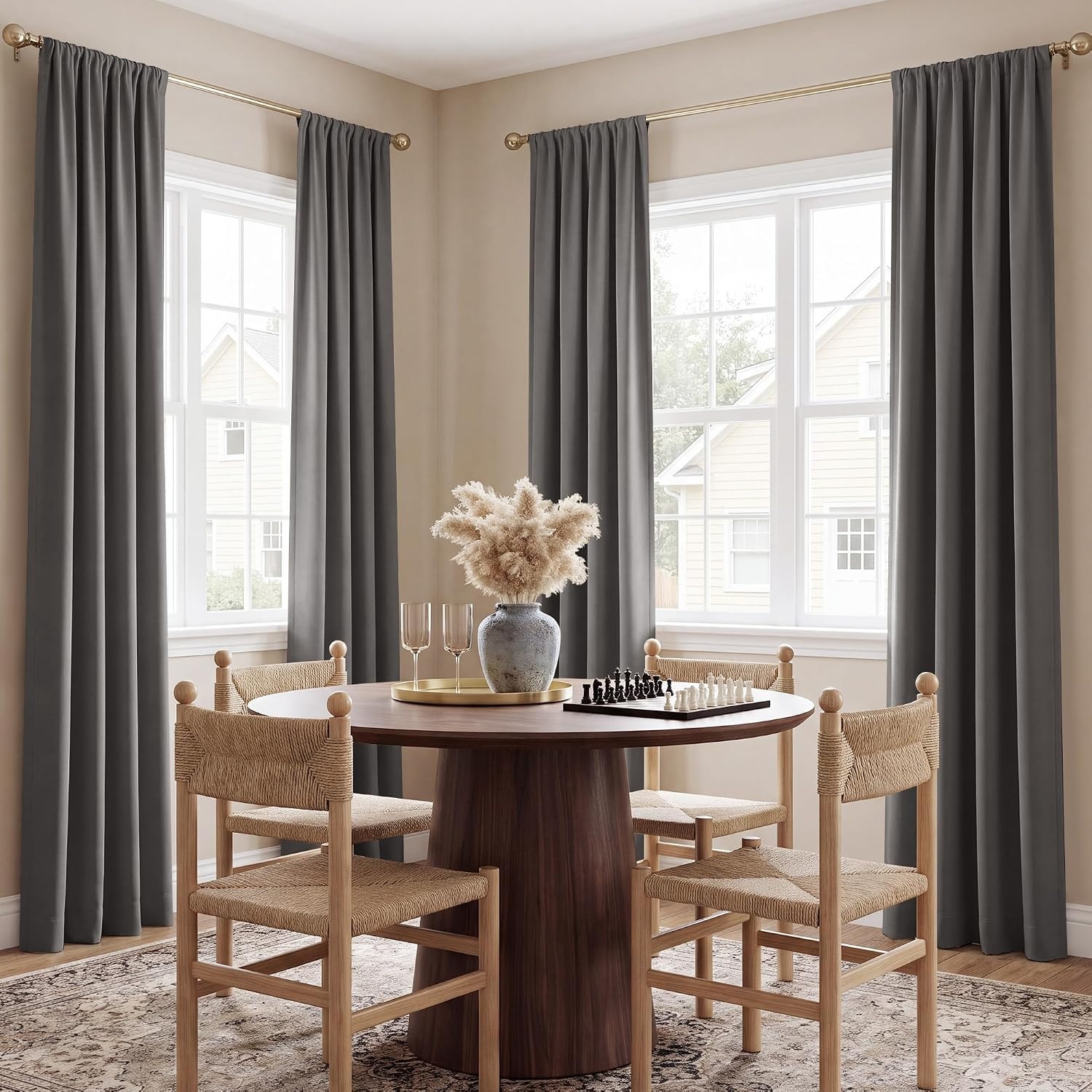 image:imageNICETOWN 100 Blackout Sage Green Curtains for Nursery Rod Pocket Thermal Drapes Room Darkening Window Treatment for Kids Room W52 x L54 2 PanelsGrey