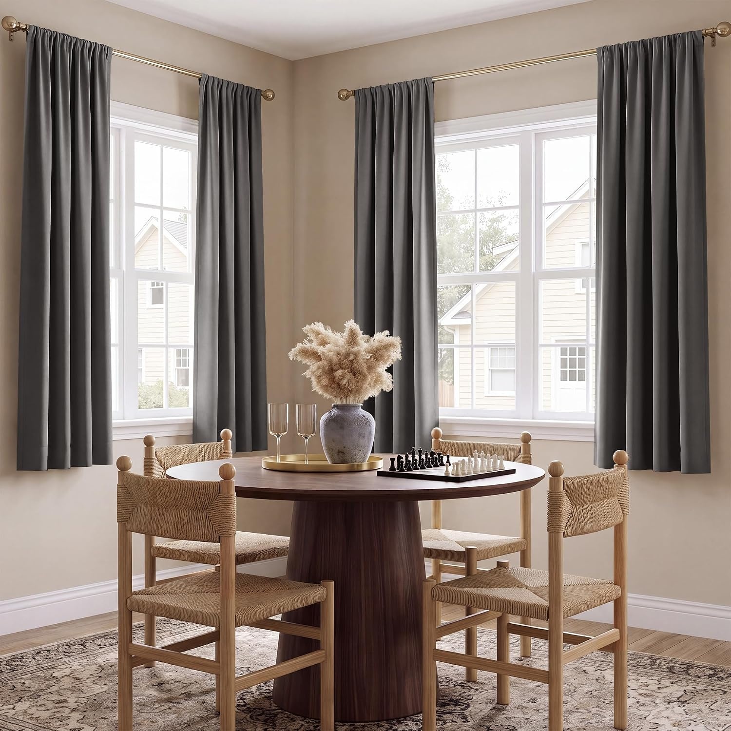 image:imageNICETOWN 100 Blackout Sage Green Curtains for Nursery Rod Pocket Thermal Drapes Room Darkening Window Treatment for Kids Room W52 x L54 2 PanelsGrey