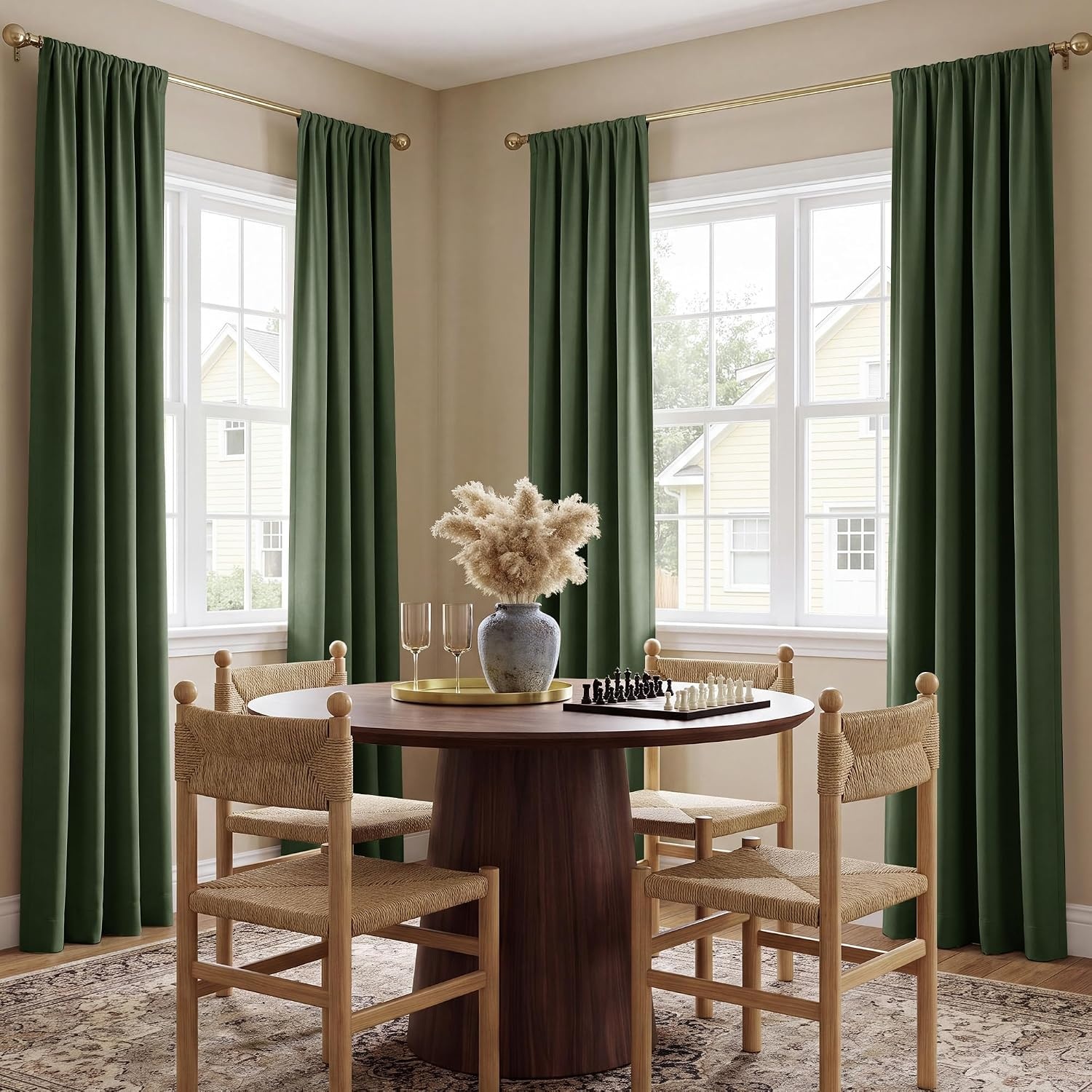 image:imageNICETOWN 100 Blackout Sage Green Curtains for Nursery Rod Pocket Thermal Drapes Room Darkening Window Treatment for Kids Room W52 x L54 2 PanelsGreyish Green
