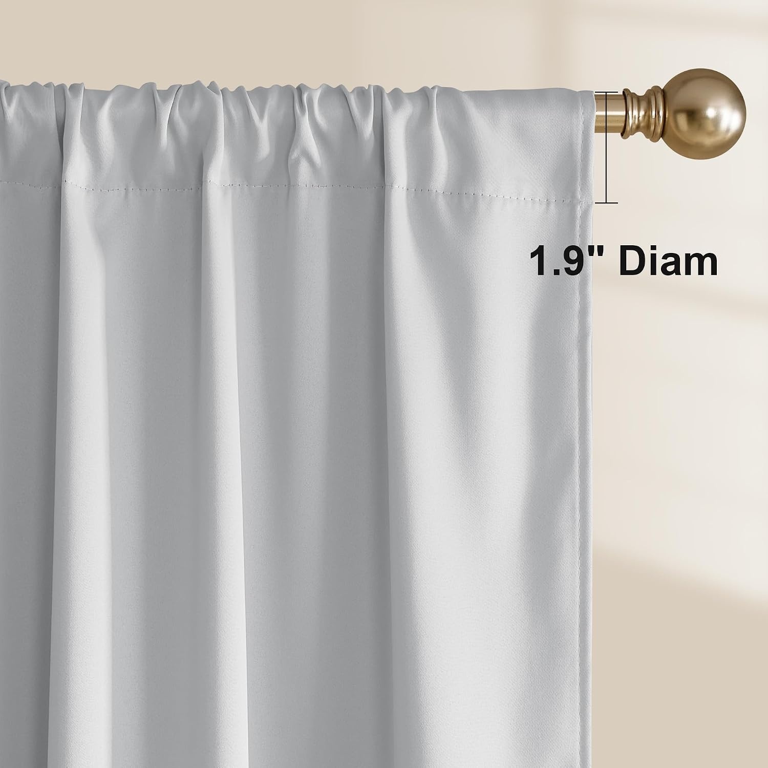 image:imageNICETOWN 100 Blackout Sage Green Curtains for Nursery Rod Pocket Thermal Drapes Room Darkening Window Treatment for Kids Room W52 x L54 2 PanelsGreyish White