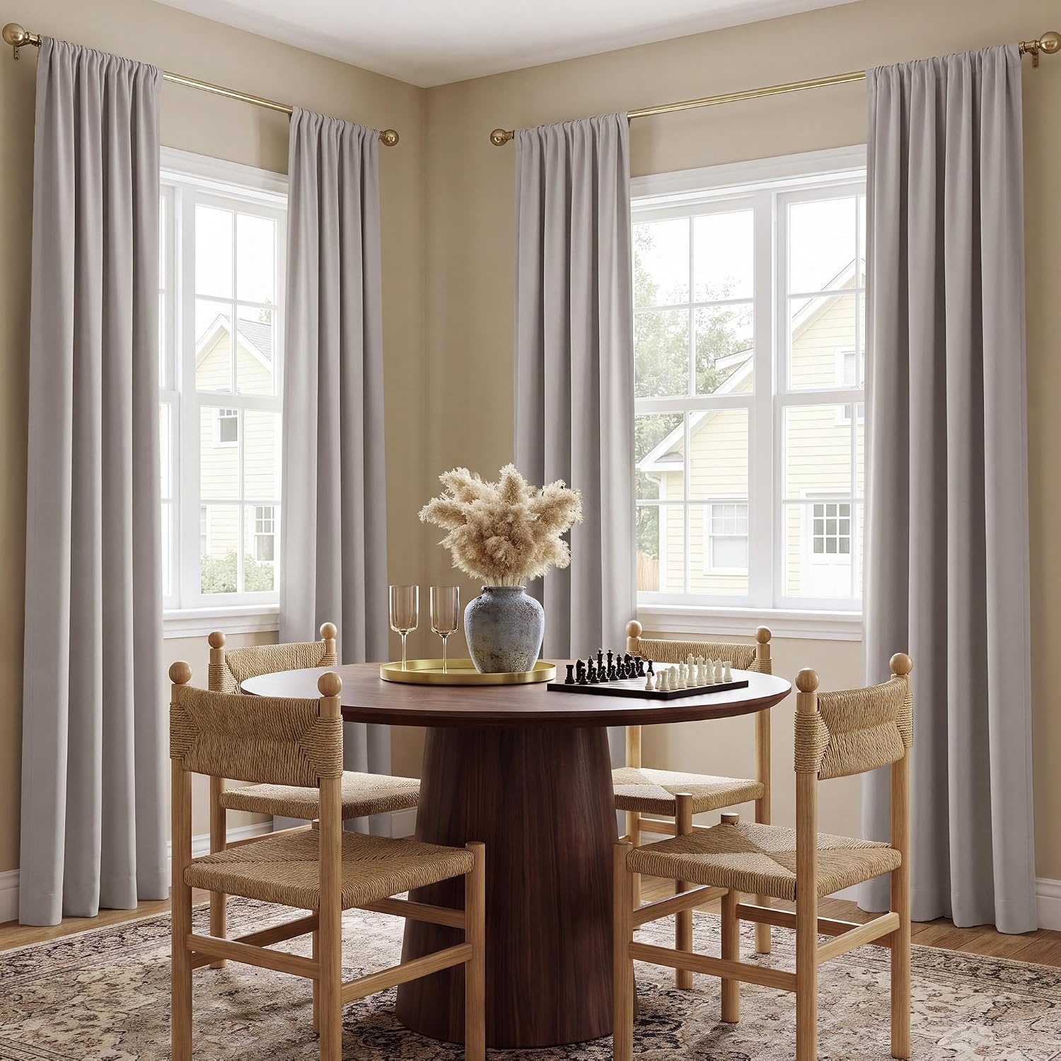image:imageNICETOWN 100 Blackout Sage Green Curtains for Nursery Rod Pocket Thermal Drapes Room Darkening Window Treatment for Kids Room W52 x L54 2 PanelsSand