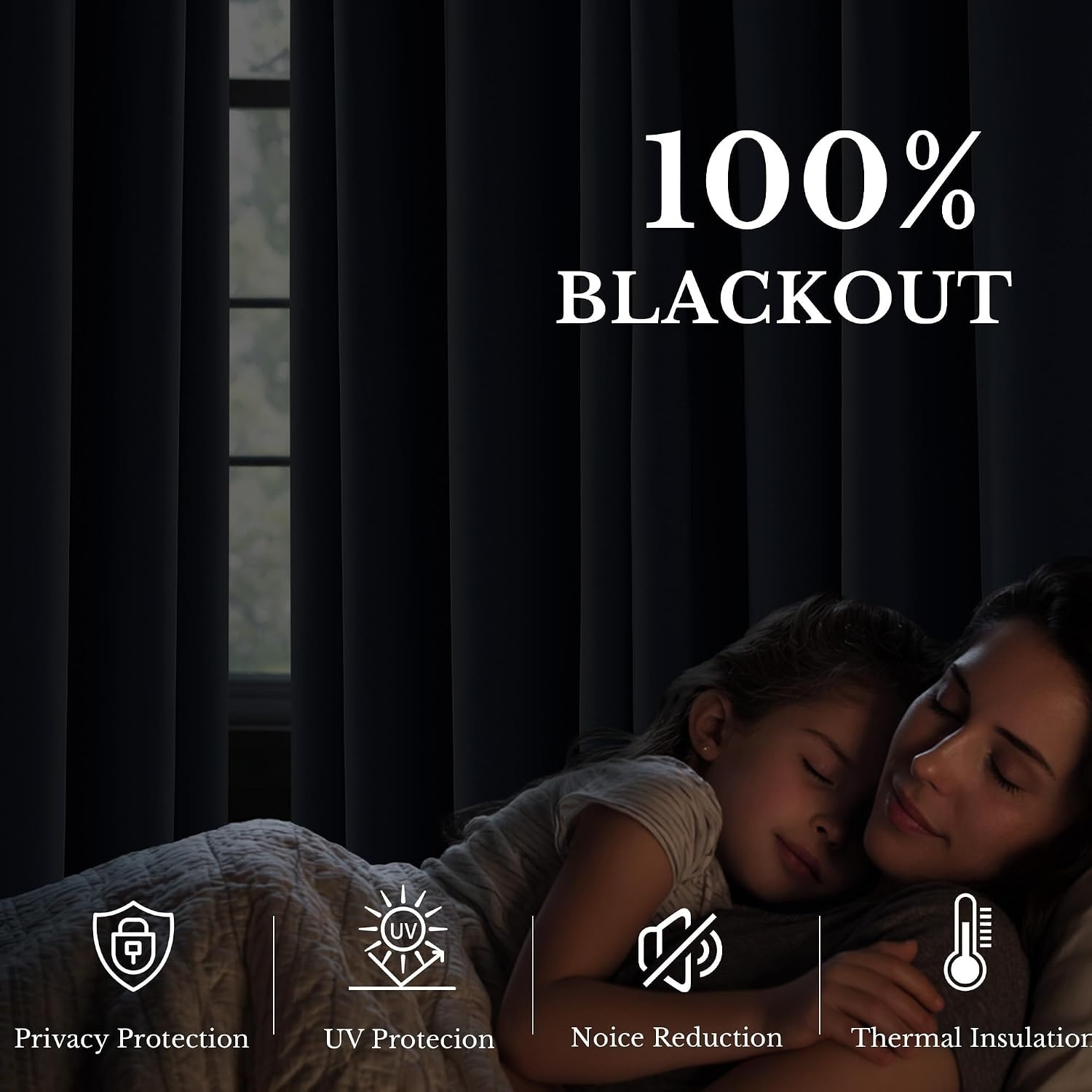 image:imageNICETOWN 100 Blackout Sage Green Curtains for Nursery Rod Pocket Thermal Drapes Room Darkening Window Treatment for Kids Room W52 x L54 2 PanelsStone Blue