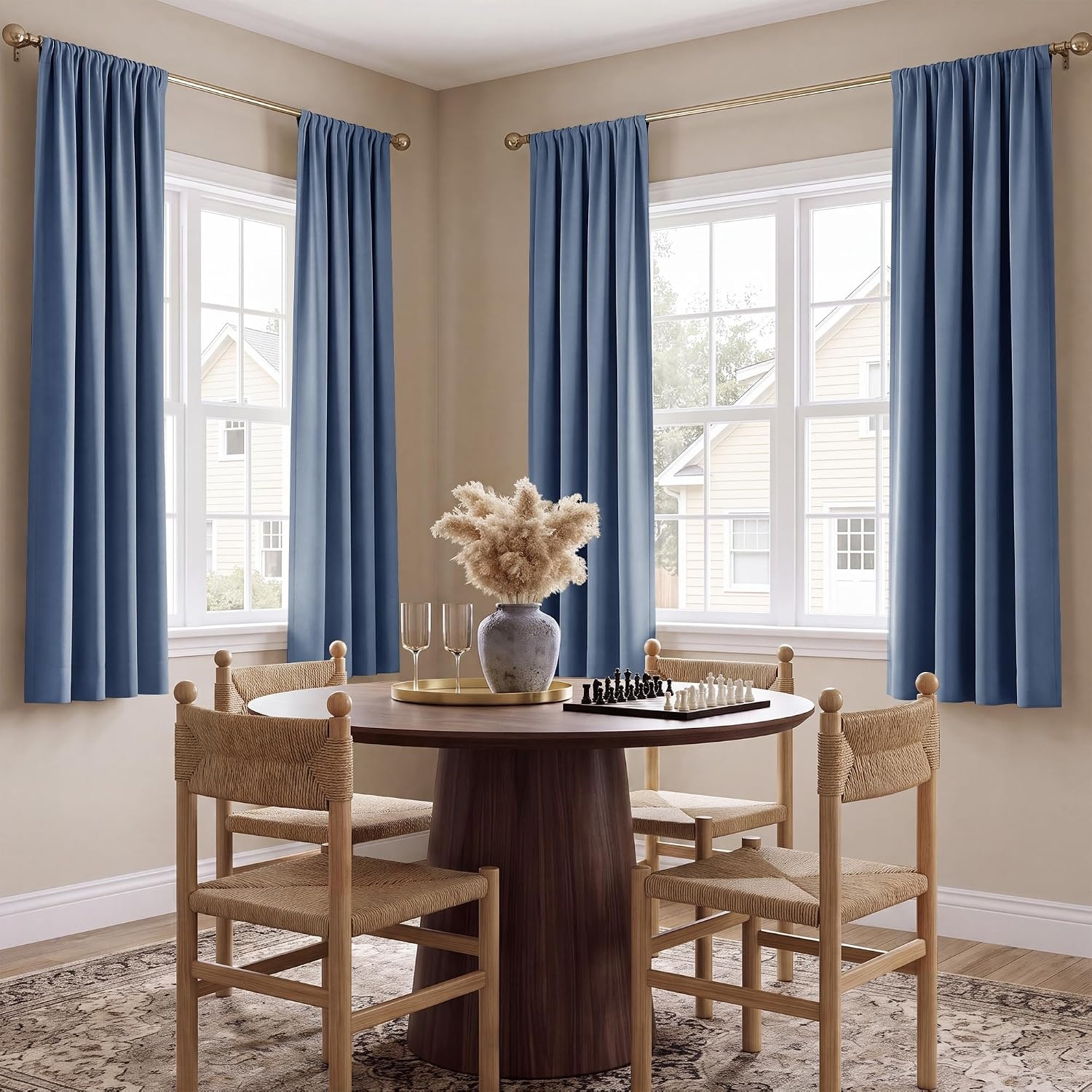 image:imageNICETOWN 100 Blackout Sage Green Curtains for Nursery Rod Pocket Thermal Drapes Room Darkening Window Treatment for Kids Room W52 x L54 2 PanelsStone Blue