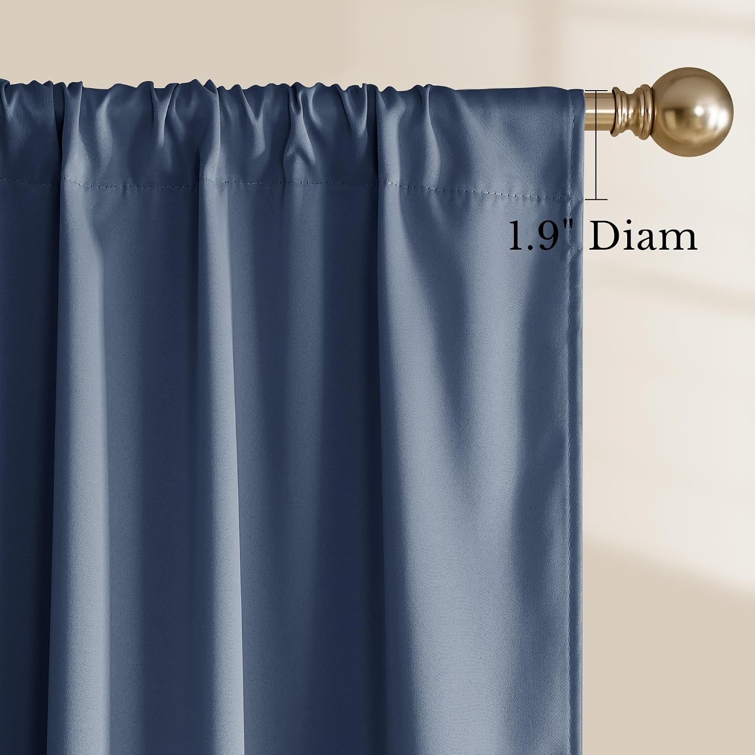 image:imageNICETOWN 100 Blackout Sage Green Curtains for Nursery Rod Pocket Thermal Drapes Room Darkening Window Treatment for Kids Room W52 x L54 2 PanelsStone Blue