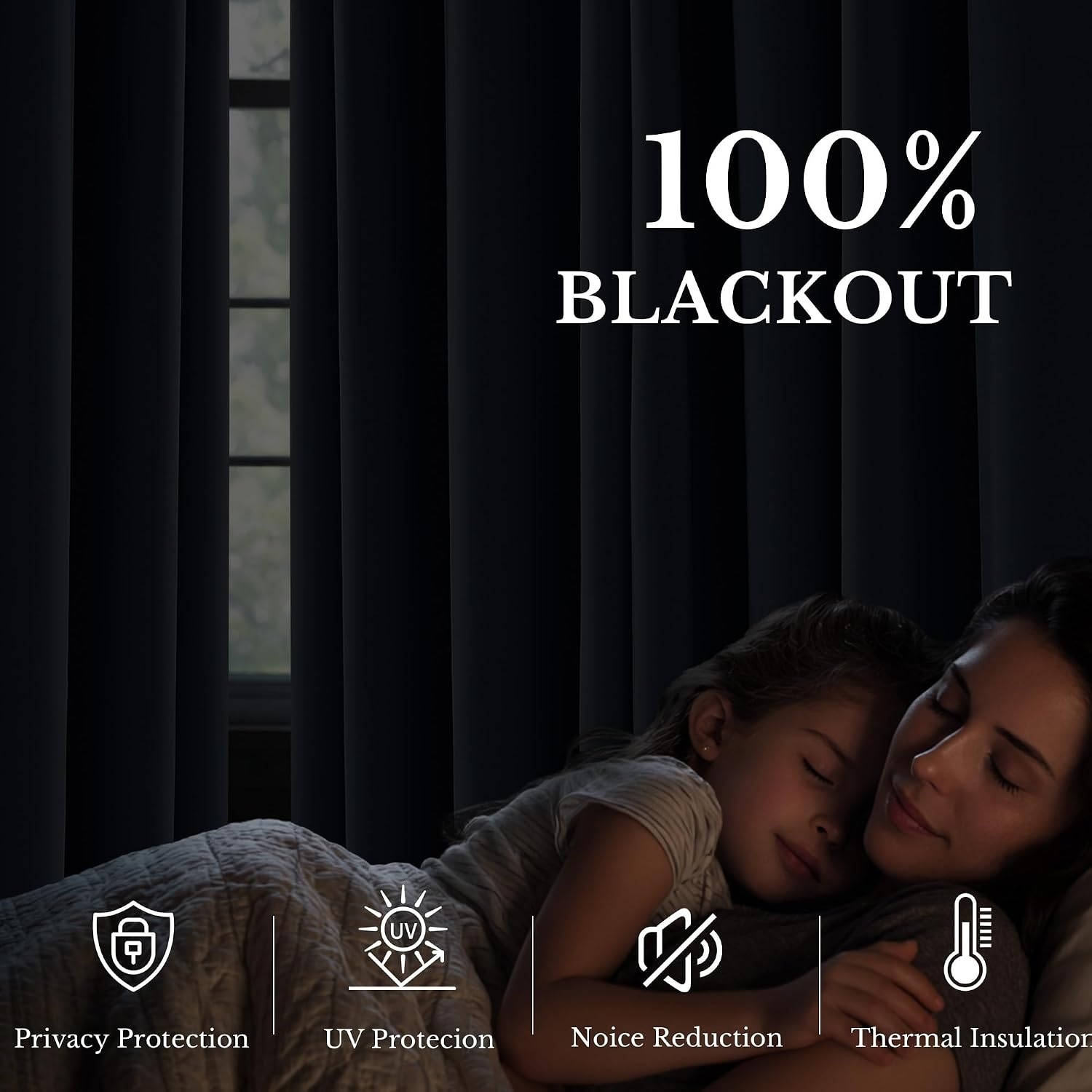 image:imageNICETOWN 100 Blackout Sage Green Curtains for Nursery Rod Pocket Thermal Drapes Room Darkening Window Treatment for Kids Room W52 x L54 2 PanelsStone Blue