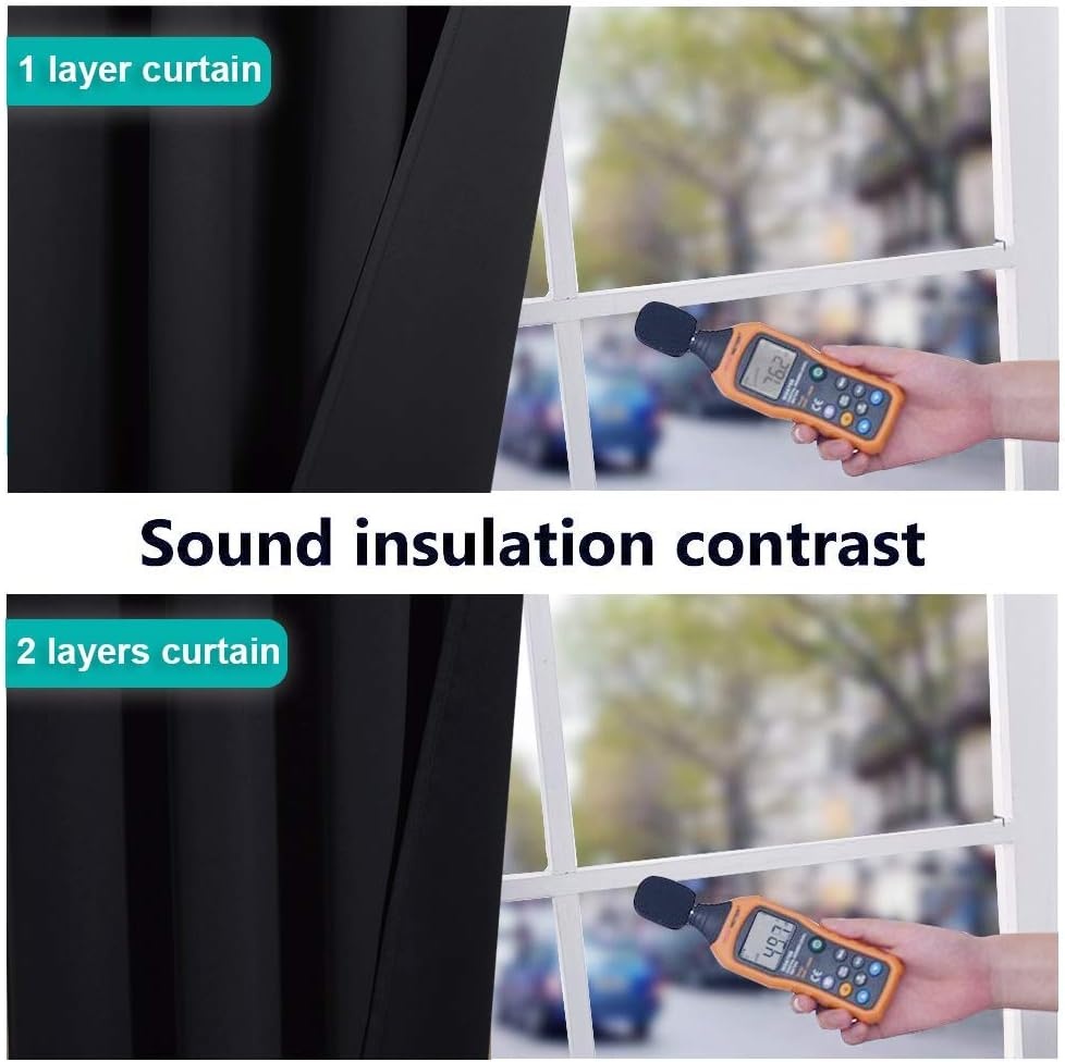 image:imageNICETOWN Black Blackout Curtains for Nursery 42 Wide x 72 Long 2 Panels