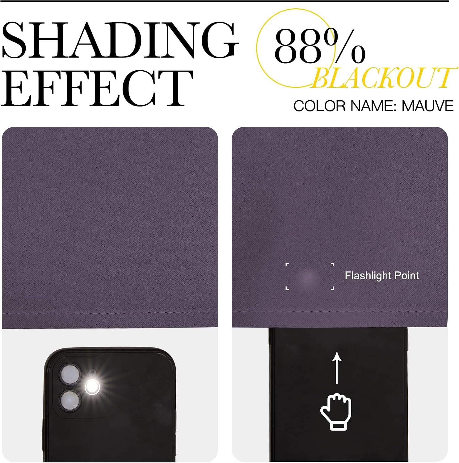 image:imageNICETOWN Blackout Curtain Panels for Living Room Greyish Purple Color 42x36 inch 2 Panels Set Room Darkening Blackout Drapes for Window