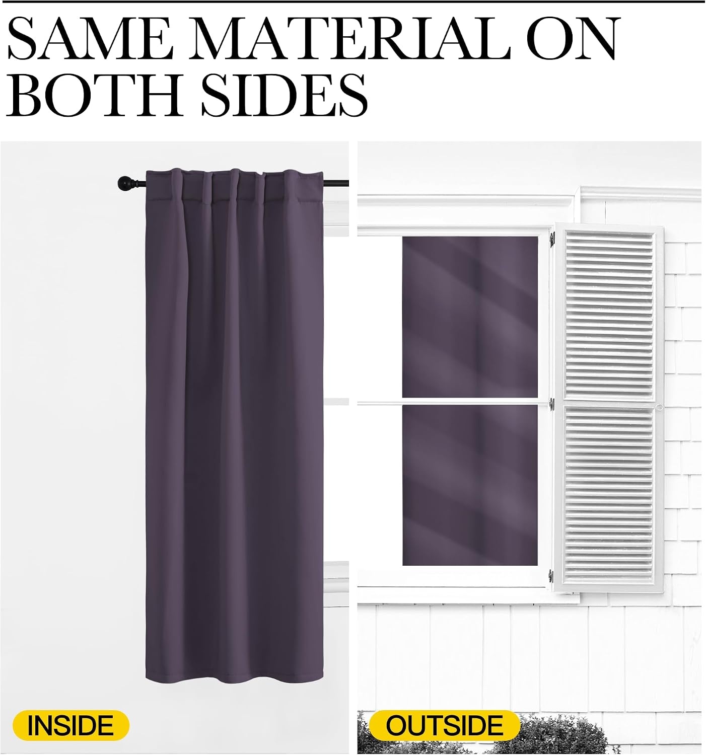 image:imageNICETOWN Blackout Curtain Panels for Living Room Greyish Purple Color 42x36 inch 2 Panels Set Room Darkening Blackout Drapes for Window