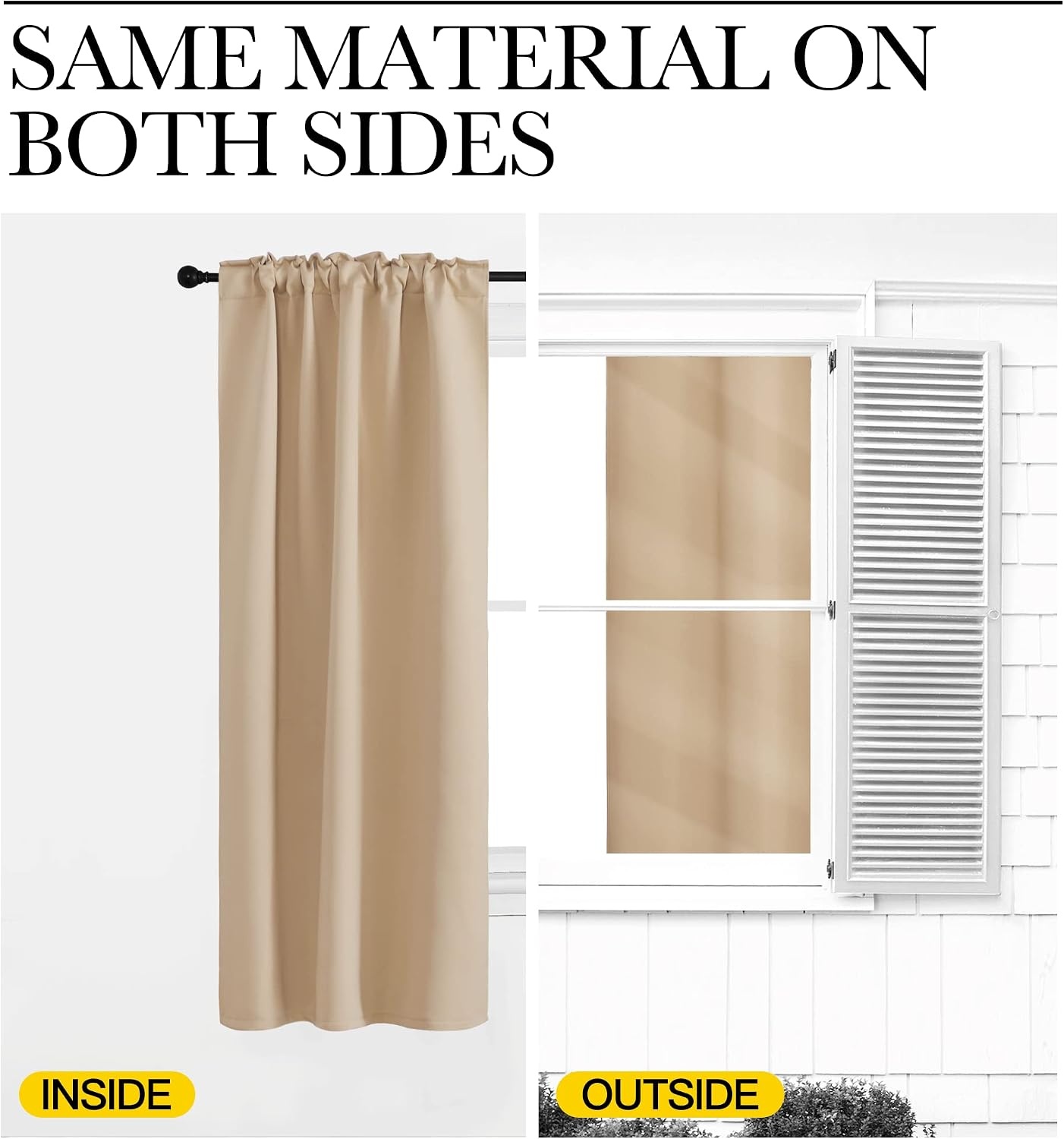 image:imageNICETOWN Window Treatment Curtains Room Darkening Drapes Biscotti Beige Color 42 Width X 63 Drop Each Panel 2 Panels Set Thermal Insulated Window Covering Curtains and Draperies for Kitchen