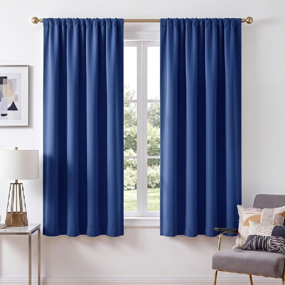 image:imageNICETOWN 100 Blackout Sage Green Curtains for Nursery Rod Pocket Thermal Drapes Room Darkening Window Treatment for Kids Room W52 x L54 2 PanelsRoyal Blue