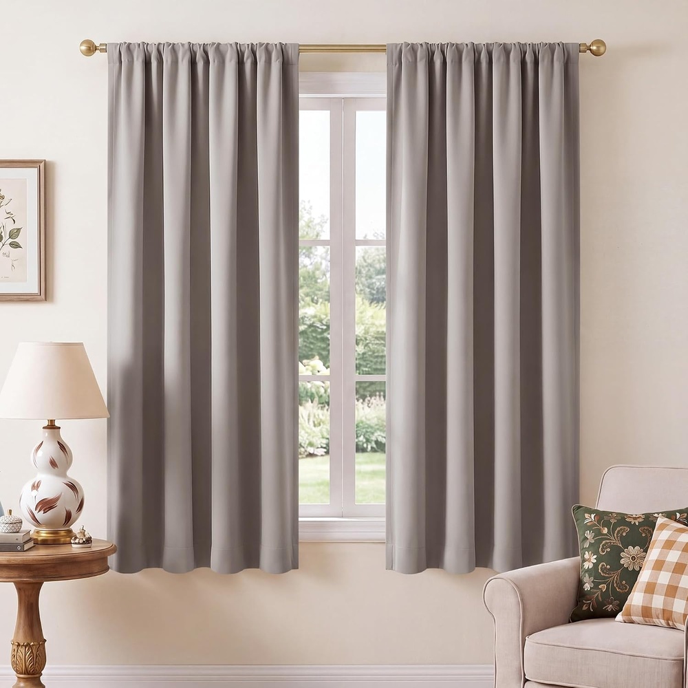image:imageNICETOWN 100 Blackout Sage Green Curtains for Nursery Rod Pocket Thermal Drapes Room Darkening Window Treatment for Kids Room W52 x L54 2 PanelsSand