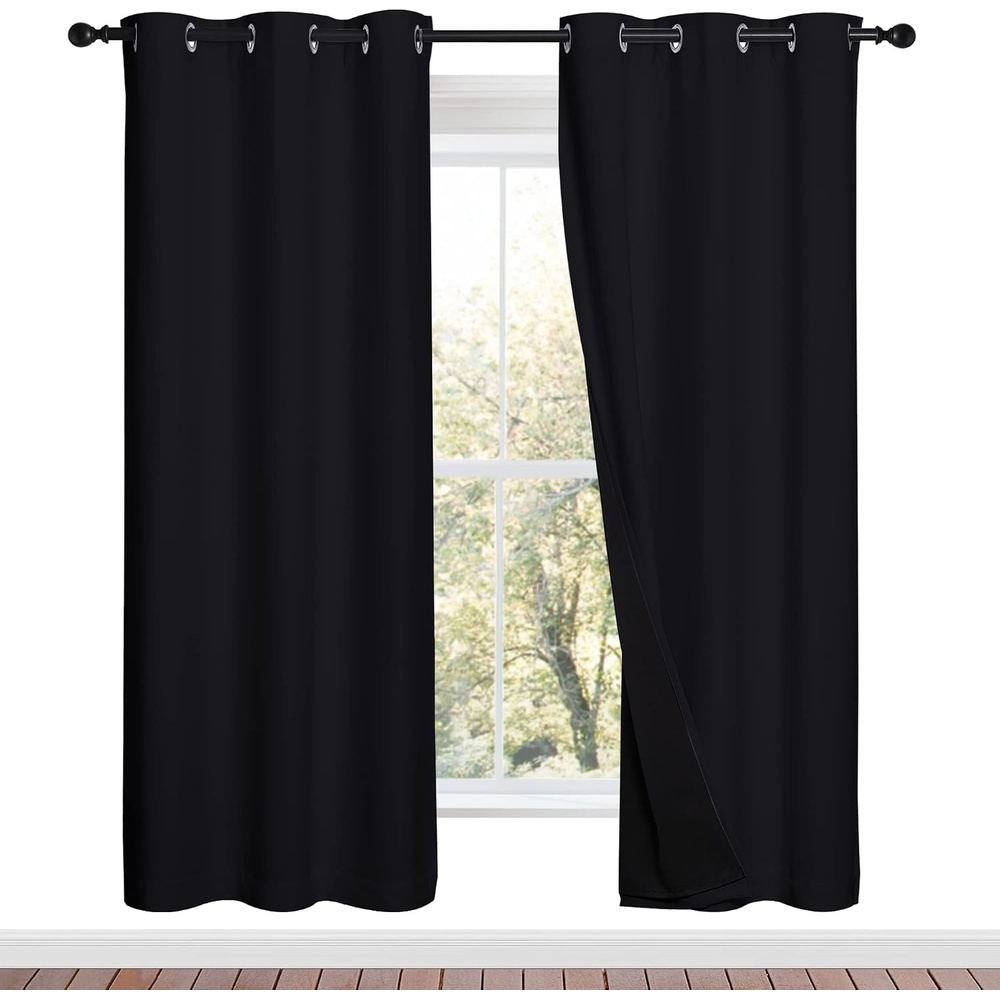 image:imageNICETOWN Black Blackout Curtains for Nursery 42 Wide x 72 Long 2 Panels