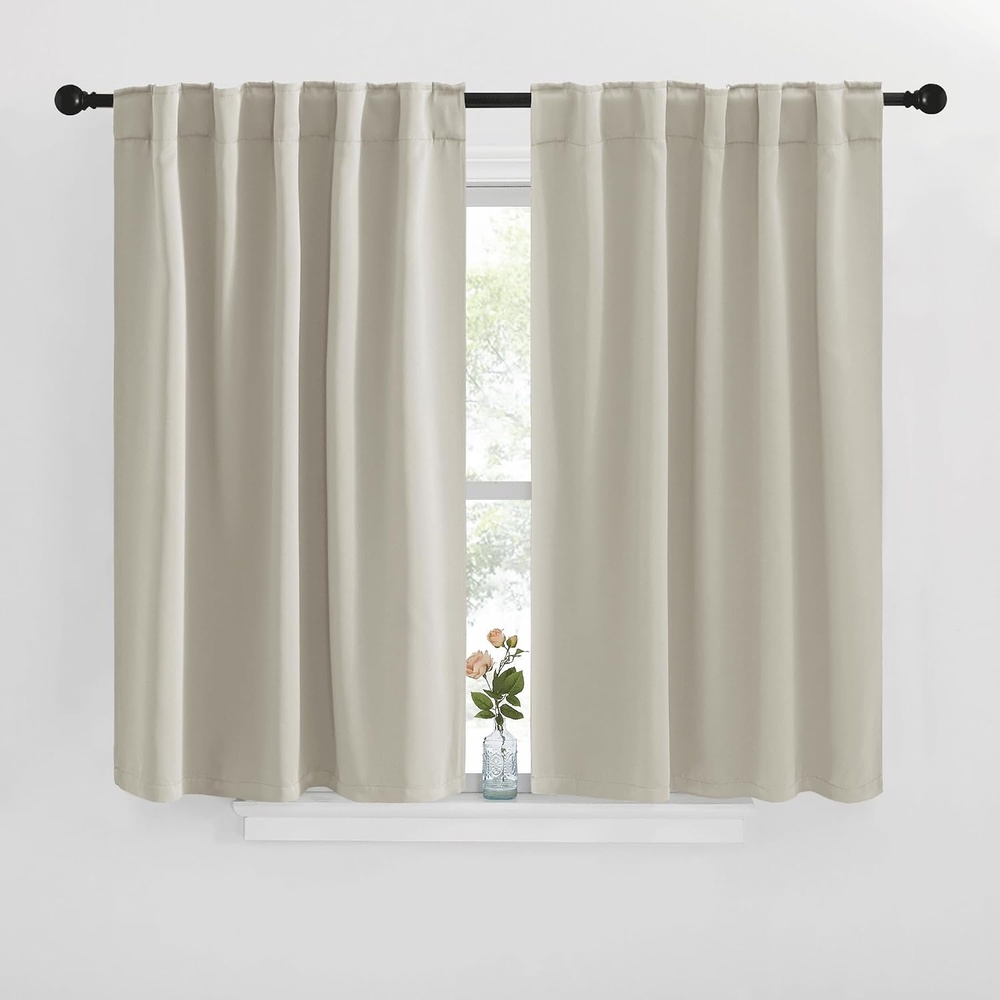 image:imageNICETOWN Blackout Curtains Window Drapes Natural Color 42 inches W by 40 inches L Set of 2 Blackout Curtain Panels for Boys Nursery