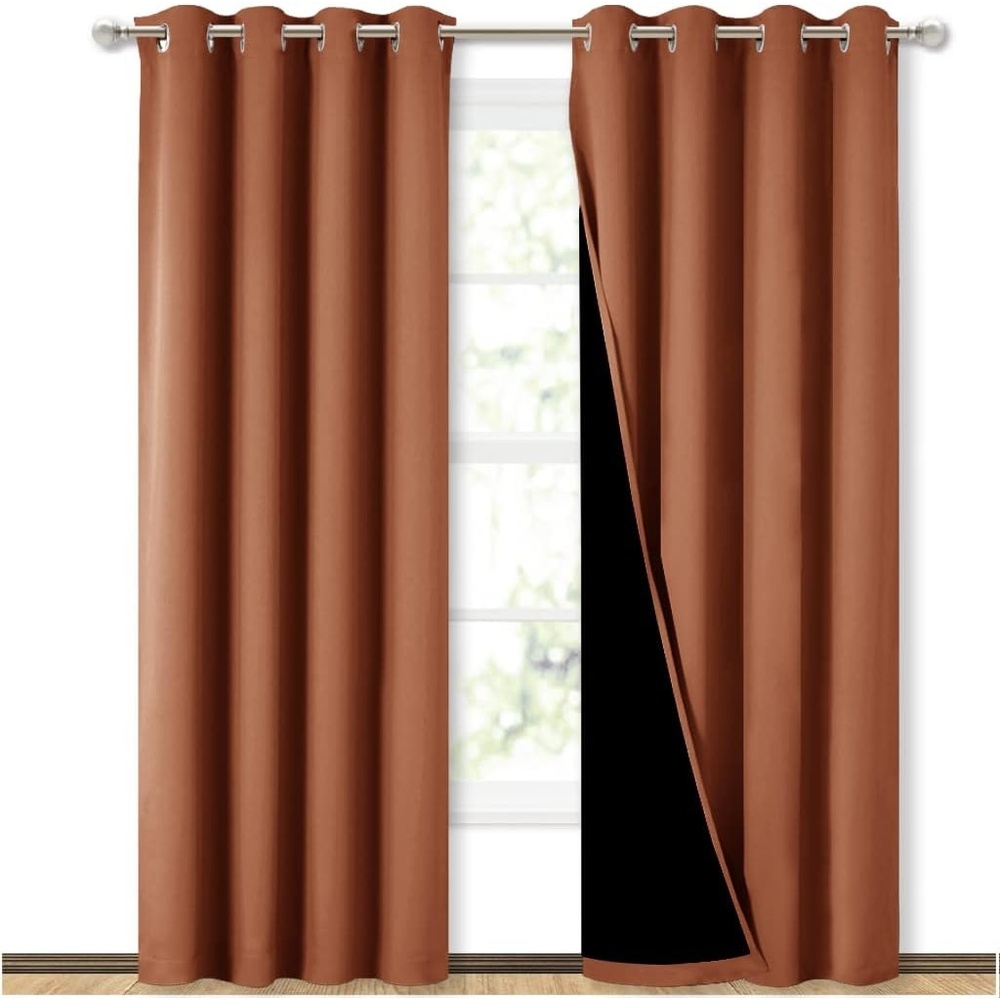 image:imageNICETOWN Burnt Orange Blackout Curtains for Nursery 52 w x 84 L 2 Panels