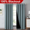 NICETOWN 100% Blackout Curtains for Bedroom 84 incehs Long, Privacy Protection & Noise Reducing Full Shade Drapes with Black Liner, Insulated Window Treatment, 2 Pieces, 52″ W per Panel, Stormy Sea