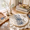 NICETOWN Embroidered Linen Curtains Ivory and White, W52 x L84(Garden Vine Embroidery – Blue)