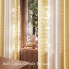 NICETOWN Embroidered Linen Curtains Ivory and White, W52 x L84(Nordic Geo Embroidery – Gold)
