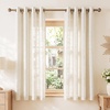 NICETOWN Embroidered Linen Curtains Ivory and White, W52 x L84(Nordic Geo Embroidery – Ivory White)