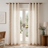 NICETOWN Embroidered Linen Curtains Ivory and White, W52 x L84(Nordic Geo Embroidery – Light Sand)