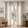 NICETOWN Embroidered Linen Curtains Ivory and White, W52 x L84(Nordic Geo Embroidery – Sage Green)
