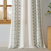 NICETOWN Embroidered Linen Curtains Ivory and White, W52 x L84(Nordic Geo Embroidery – Sage Green)