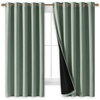 NICETOWN Greyish Green 100% Blackout Lined Curtains, 2 Thick Layers Completely Blackout Window Treatment Thermal Insulated Drapes for Kitchen/Bedroom (1 Pair, 70″ Width x 63″ Length Each Panel)