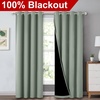 NICETOWN Greyish Green Blackout Curtains for Nursery 52″ w x 84″ L 2 Panels