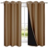 NICETOWN 100% Blackout Curtains 54 inches Long, Gold Brown, 1 Pair, 42 inches Width Each Panel, Double-Deck Completely Blackout Window Treatment Thermal Insulated Lined Drapes for Small Window