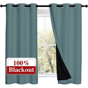 NICETOWN 100% Blackout Curtains 54 inches Long, Double-Deck Completely Blackout Window Treatment Thermal Insulated Lined Drapes for Small Window (Aqua, 1 Pair, 42 inches Width Each Panel)