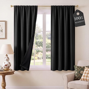 NICETOWN 100% Blackout Sage Green Curtains for Nursery, Rod Pocket Thermal Drapes Room Darkening Window Treatment for Kids Room, W52 x L54, 2 Panels(Black)