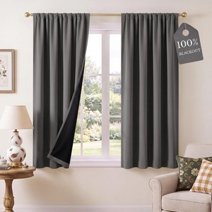 NICETOWN 100% Blackout Sage Green Curtains for Nursery, Rod Pocket Thermal Drapes Room Darkening Window Treatment for Kids Room, W52 x L54, 2 Panels(Grey)